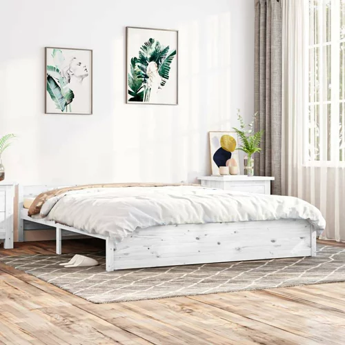  Okvir za krevet od masivnog drva bijeli 160 x 200 cm