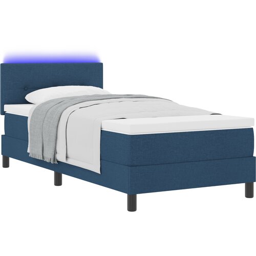 vidaXL Krevet s uzdignutom podlogom i madracem &amp  LED plava 100x200 cm tkanina Cijene