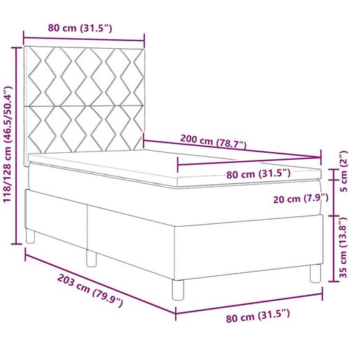 Box spring krevet s madracem Plava 80 x 200 cm tkanina Slike