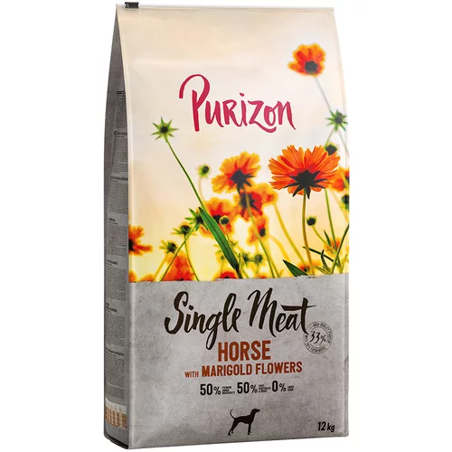Purizon Single Meat Adult konj s sladkim krompirjem in cvetovi ognjiča - Varčno pakiranje: 2 x 12 kg