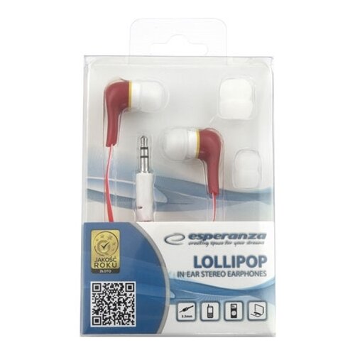  Slu&scaron;alice ESPERANZA LOLLIPOP In-Ear, Noise dampening + Amplified BASS, red, EH146R Cijene
