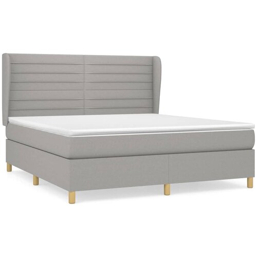 VidaXL Box spring postelja z vzmetnico svetlo siva 180x200 cm blago, (20930248) Slike