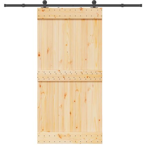 VidaXL Klizna vrata s priborom za montažu 100x210 cm masivna borovina Slike