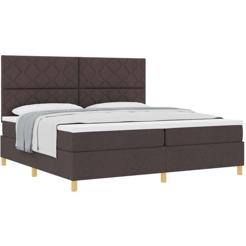 Box Postelja z vzmetnico z vzglavjem Temno rjava 200 x 200 cm blago, (5000125923) Cene