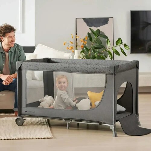 Kinderkraft Putni krevetić 2u1 Joy 2, Dark Grey Slike