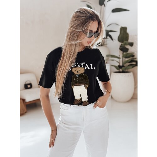 DStreet T-shirt damski oversize z haftem CLASSY TEDDY czarny Slike
