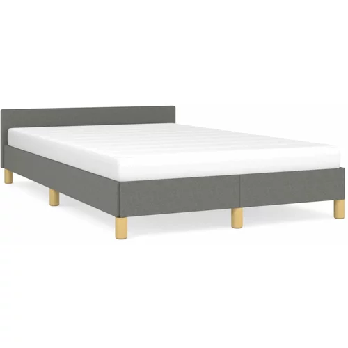 vidaXL Okvir za krevet s uzglavljem tamnosivi 120x190 cm od tkanine