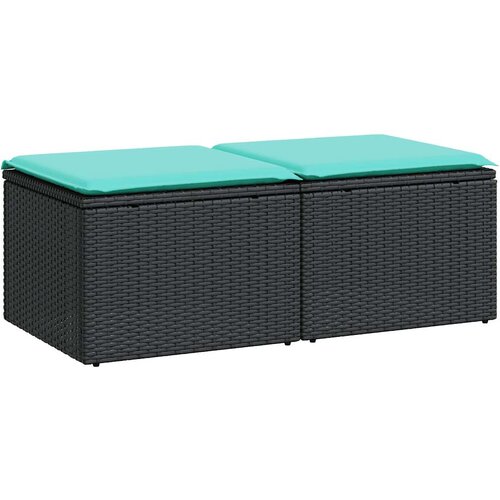  2-dijelni set vrtnih sofa s jastucima crni od poliratana bagrem Slike