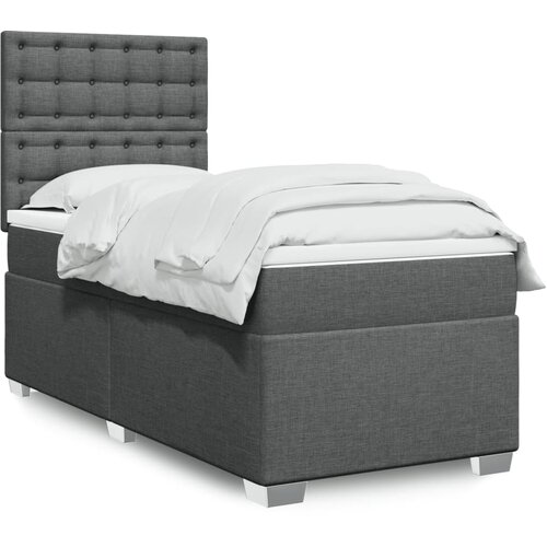 vidaXL Box spring postelja z vzmetnico temno siva 90x190 cm blago Cene