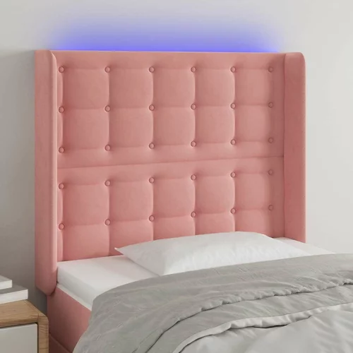  posteljno vzglavje roza 83x16x118/128 cm žamet, (20938517)