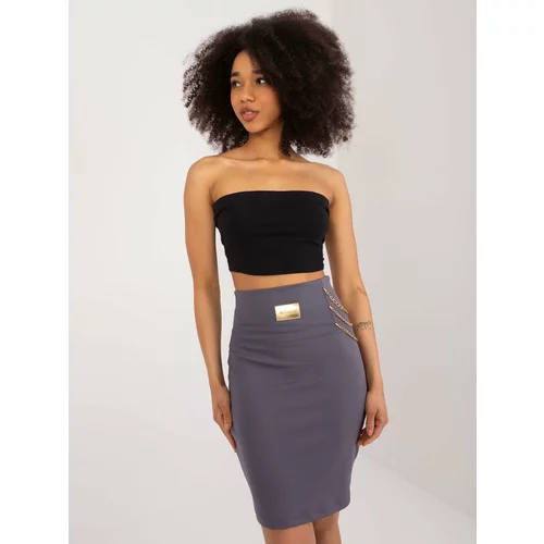 Fashion Hunters Graphite knitted skirt with chains