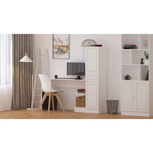 Hanah home Set radni sto sa policom za knjige Rb-087, Beli Cene