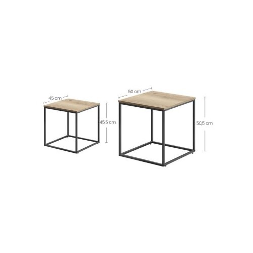  Kvadratni sto za kafu, 2 komada -sonoma oak / black nogare Slike