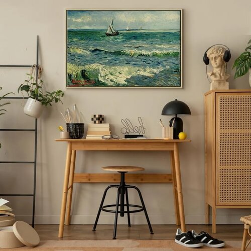  Slika - Vincent van Gogh &amp;ndash; Seascape at Saintes-Maries 90x60 U prirodnom drvenom okviru Slike