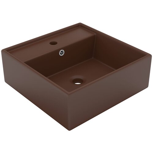 The Living Store Razkošen umivalnik kvadraten mat temno rjav 41x41 cm keramika - Razkošen Umivalnik, (21662195) Cene