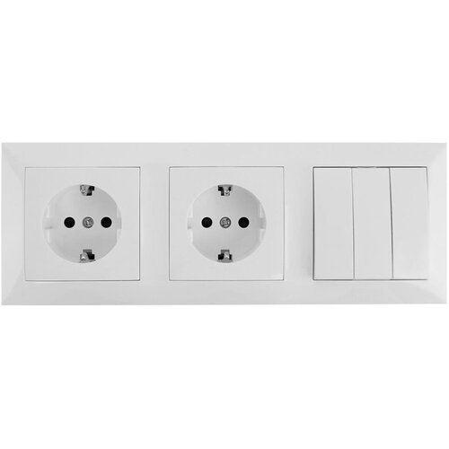 Aigostar trostruki prekidač br. 3 i 2× SCHUKO utičnice 230 V sa ramom, bela Cene