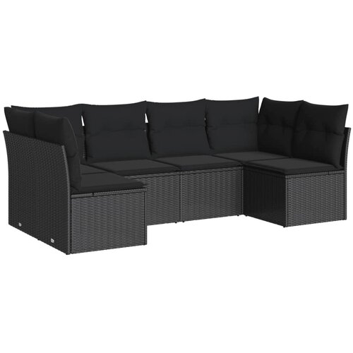vidaXL 6-dijelni set vrtnih sofa s jastucima crni od poliratana Cene