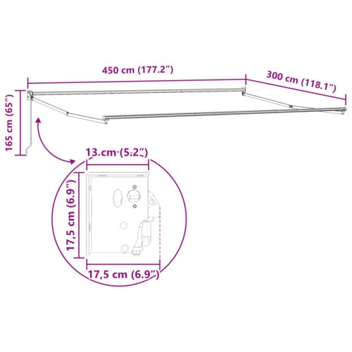 vidaXL Ručna uvlačiva tenda bijela 450x300 cm Cene