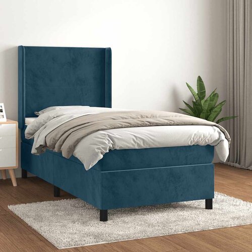 Box spring krevet s madracem tamnoplavi 90x200 cm baršunasti Cene
