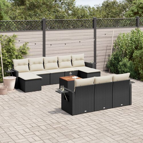 vidaXL 11-dijelni set vrtnih sofa od poliratana s jastucima crni Cene