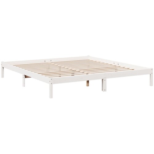  Dugi okvir kreveta bez madraca bijeli 180 x 210 cm od borovine Slike