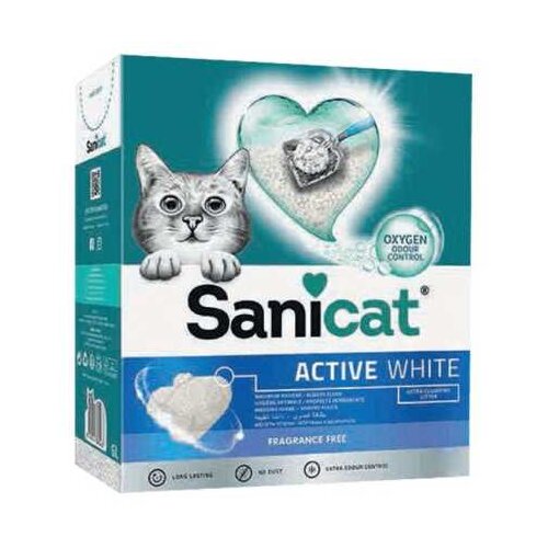 Sanicat Grudvajući posip za mačke Bentonit Active White 6l Slike
