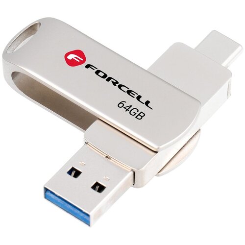 Forcell F-DATA Metal Duo 64 GB USB flash USB 3.2 Gen 1 (USB A/Type C) srebrni Slike