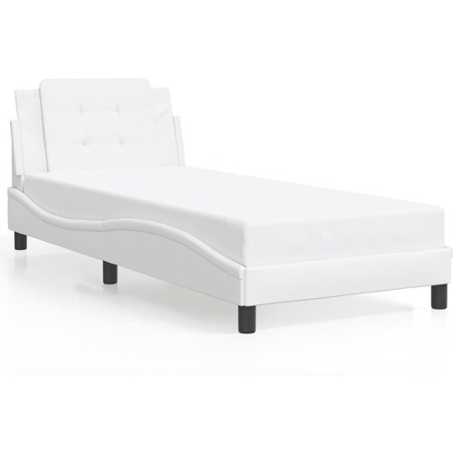 Maison Chic Posteljni okvir - Enojna postelja - Postelja za odrasle z vzglavjem bel 90x200 cm blago-J9335, (21774686) Cene