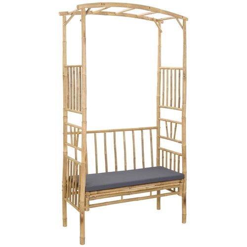  Vrtni luk s klupom Tamnosiva 115 x 50 x 205 cm Bambus Slike