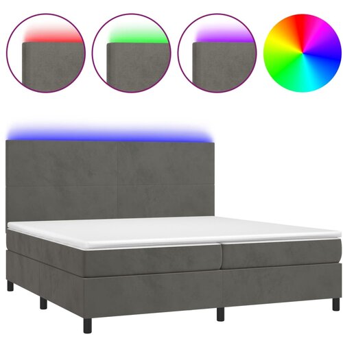 Maison Chic Box spring postelja - Vzmetna postelja z vzmetnico LED temno siva 200x200 cm žamet SL22126, (21901461) Cene