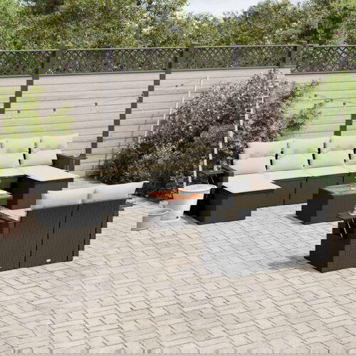  10-dijelni set vrtnih sofa s jastucima crni od poliratana Cijene
