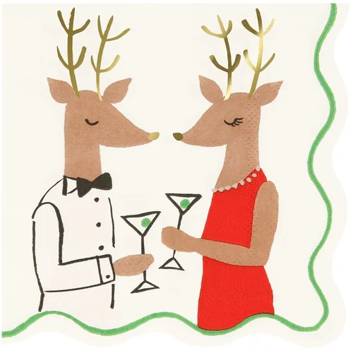 Meri Meri Papirnati prtički v kompletu 16 ks Mr. & Mrs. Reindeer –