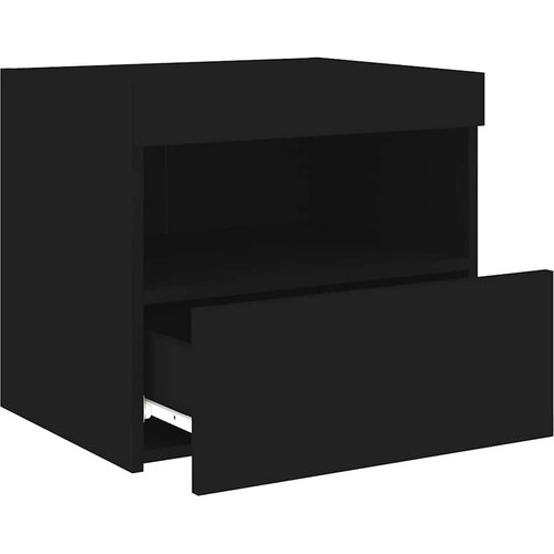  Noćni ormarići s LED svjetlima 2 kom crni 50 x 40 x 45 cm Slike