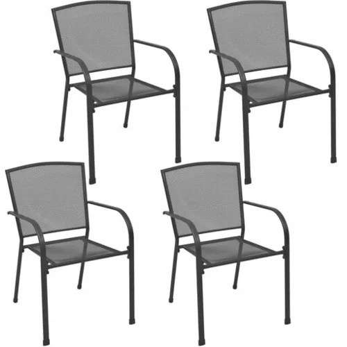 Zunanji stoli 4 kosi mrežast dizajn antracitno jeklo