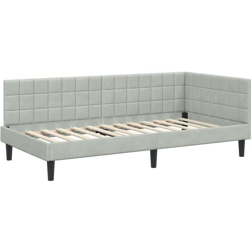 vidaXL Kotna postelja z vzglavjem Svetlo siva 90 x 200 cm Žamet Cene
