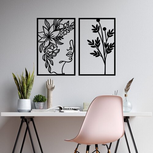 Wallity Zidna dekoracija Flower Face - 510, 47 x 70 cm, Crna Cene