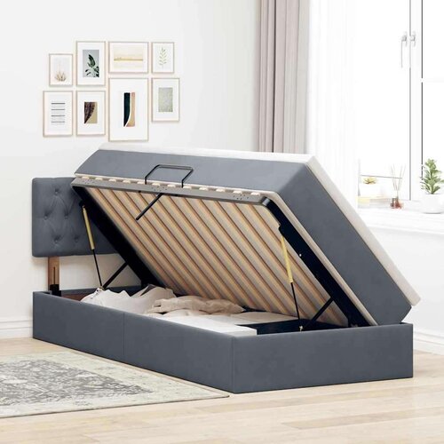  Krevet s od storage s madracem Tamno siva 100 x 200 cm Bar&amp;scaron;un Slike