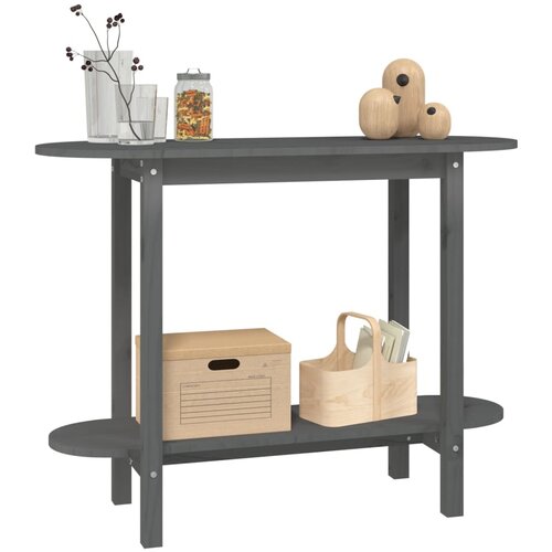  Konzolni stol sivi 110 x 40 x 80 cm od masivne borovine Slike