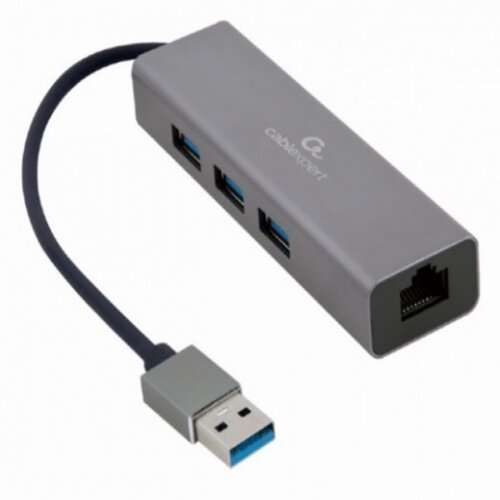Gembird A AMU3 LAN 01 USB AM Gigabit network adapter with 3 port USB 3.0 hub Slike