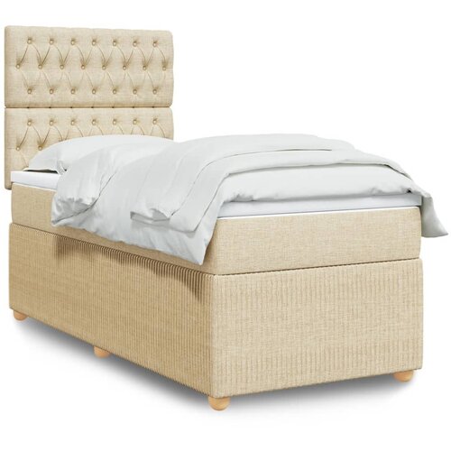 vidaXL Krevet s oprugama i madracem krem 90 x 190 cm od tkanine Cijene