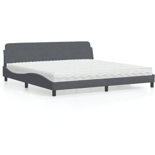 VidaXL Postelja z vzmetnico temno siva 200x200 cm žamet Slike