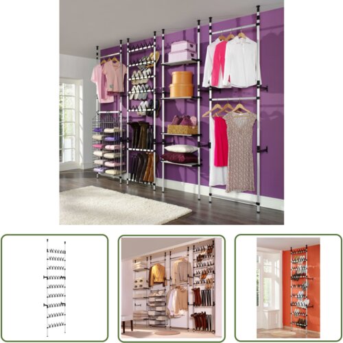 The Living Store Teleskopsko stojalo za čevlje s palicami aluminij - Stojalo Za Čevlje, (21744449) Cene