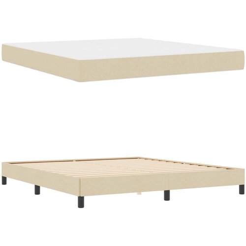  Krevet s opruga kutije Krema 180 x 200 cm tkanina Slike