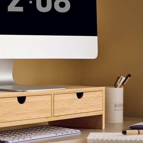 SoBuy stojalo za monitor pisalni organizator z 2 predaloma v barvi lesa v skandinavskem slogu, (20815125) Cene