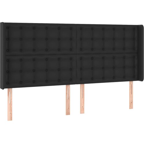 Maison Chic posteljno vzglavje - vzglavna omarica - nočna omarica z u&amp;scaron;esi črno 163x16x118/128 cm umetno usnje, (21712138) Slike