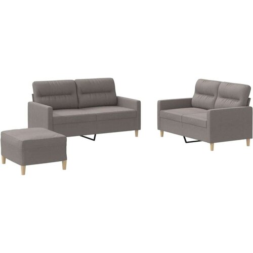  3-dijelni set sofa s jastucima smeđesivi od tkanine Slike