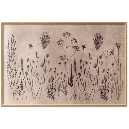  Plakat Field Flowers - black plants on a lime wash background 30x21 Zlatni okvir Cijene