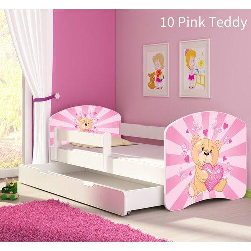  Otroška postelja ACMA z motivom, stranska bela + predal 180x80 cm 10 Pink Teddy Bear Cene