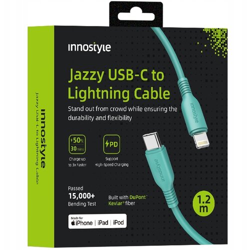 Innostyle JAZZY USB-C LIGHTNING MFI HITRI POLNILNI KABEL ZA IPHONE KEVLAR 1M ZELEN, (21748124) Cene