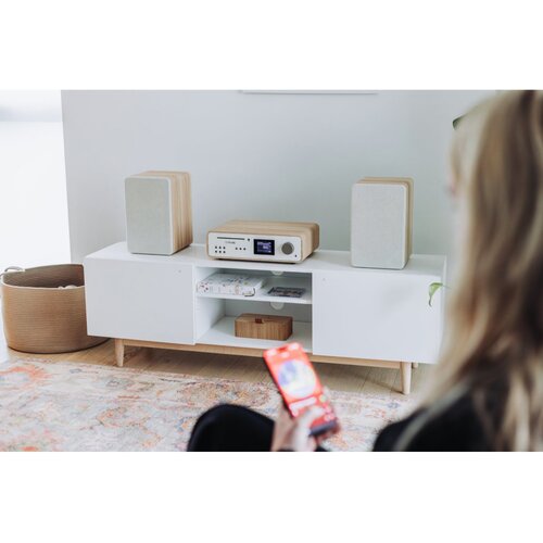 Pure classic stereo cotton white/oak eu/uk retro stereo uređaj , hrast, bijela Slike